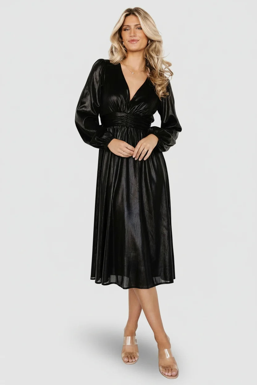 Aisha Shimmer Dress | Black