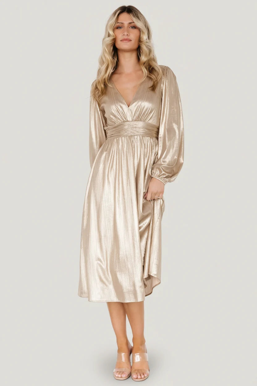 Aisha Shimmer Dress | Champagne