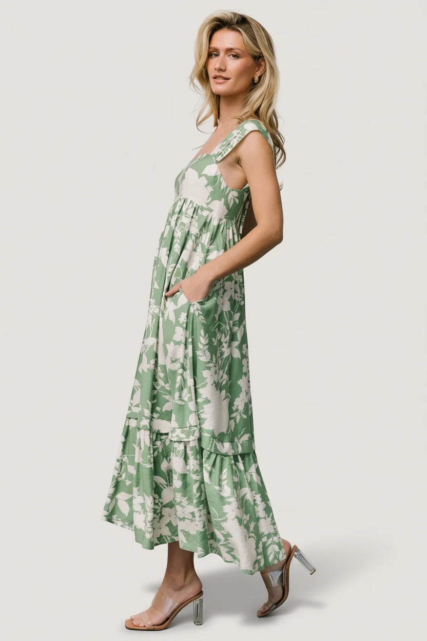 Aita Maxi Dress | Green + Ivory Floral