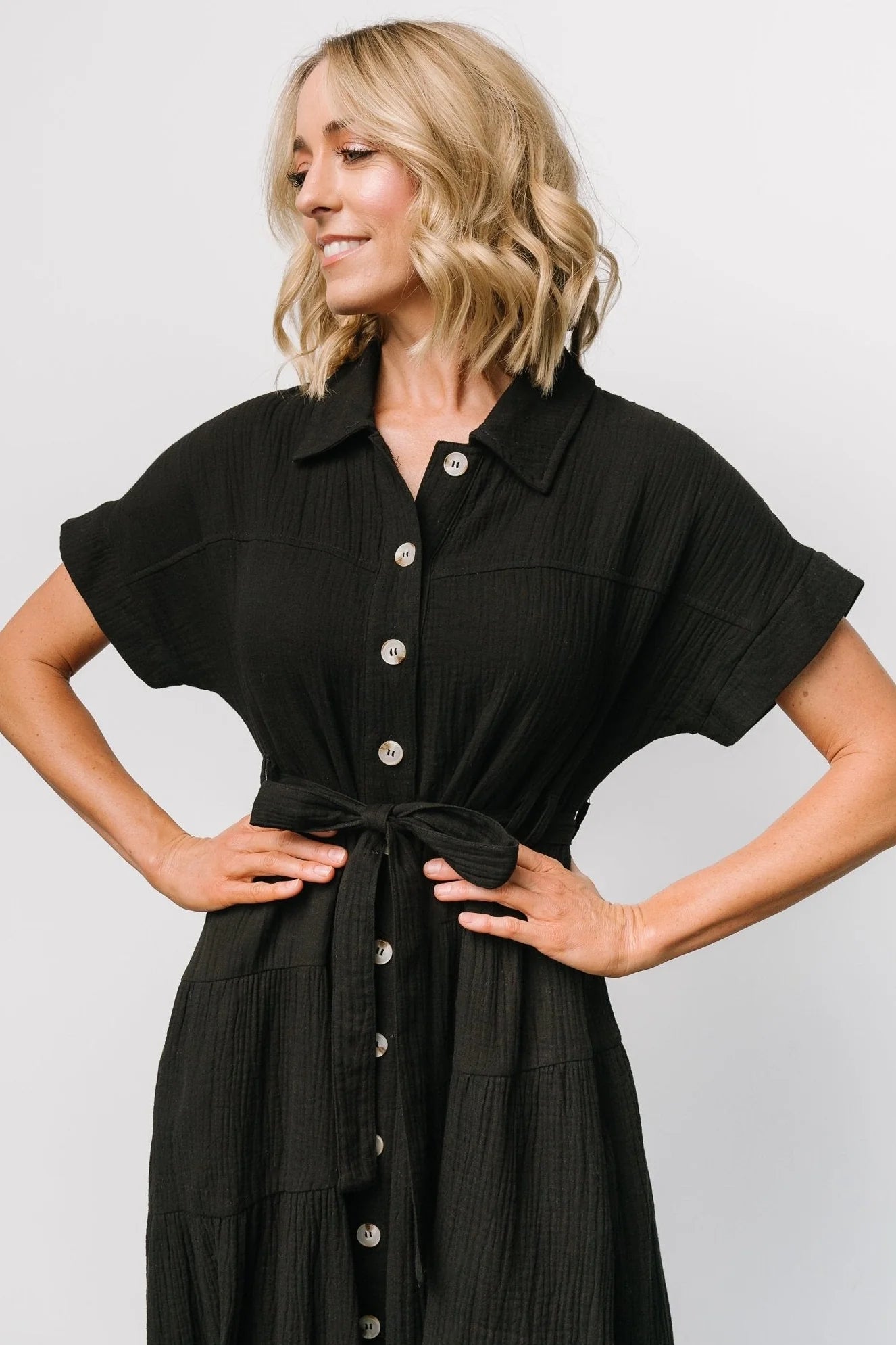Aizey Button Up Maxi Dress | Black