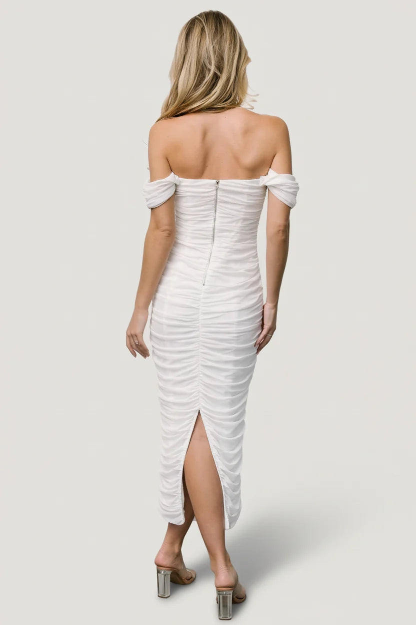 Alessandra Mesh Midi Dress | Off White