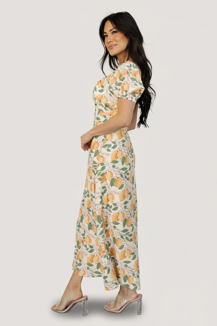 Amalfi Midi Dress | Lemon Print