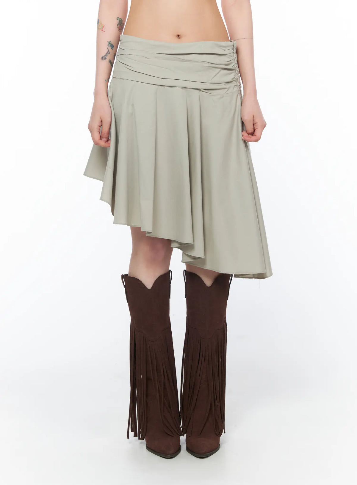 Asymmetrical Flare Midi Skirt CA524