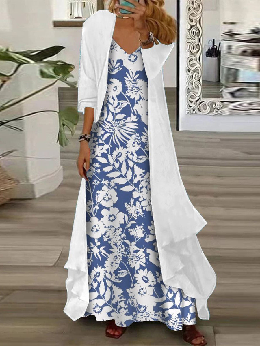 Basic White Maxi Dress With Outerwear