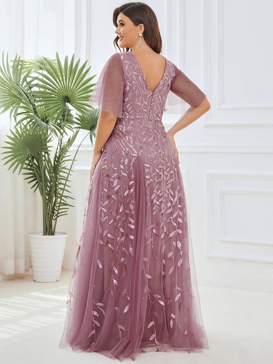 ever ASTRAL|Shimmery Ruffle Sleeves Maxi Sequin Evening Dress