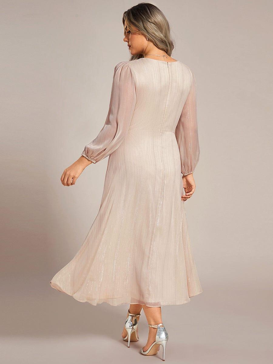 ever EMBER|Glitter Twist Knot See-Through Long Sleeve Wedding Guest Dress