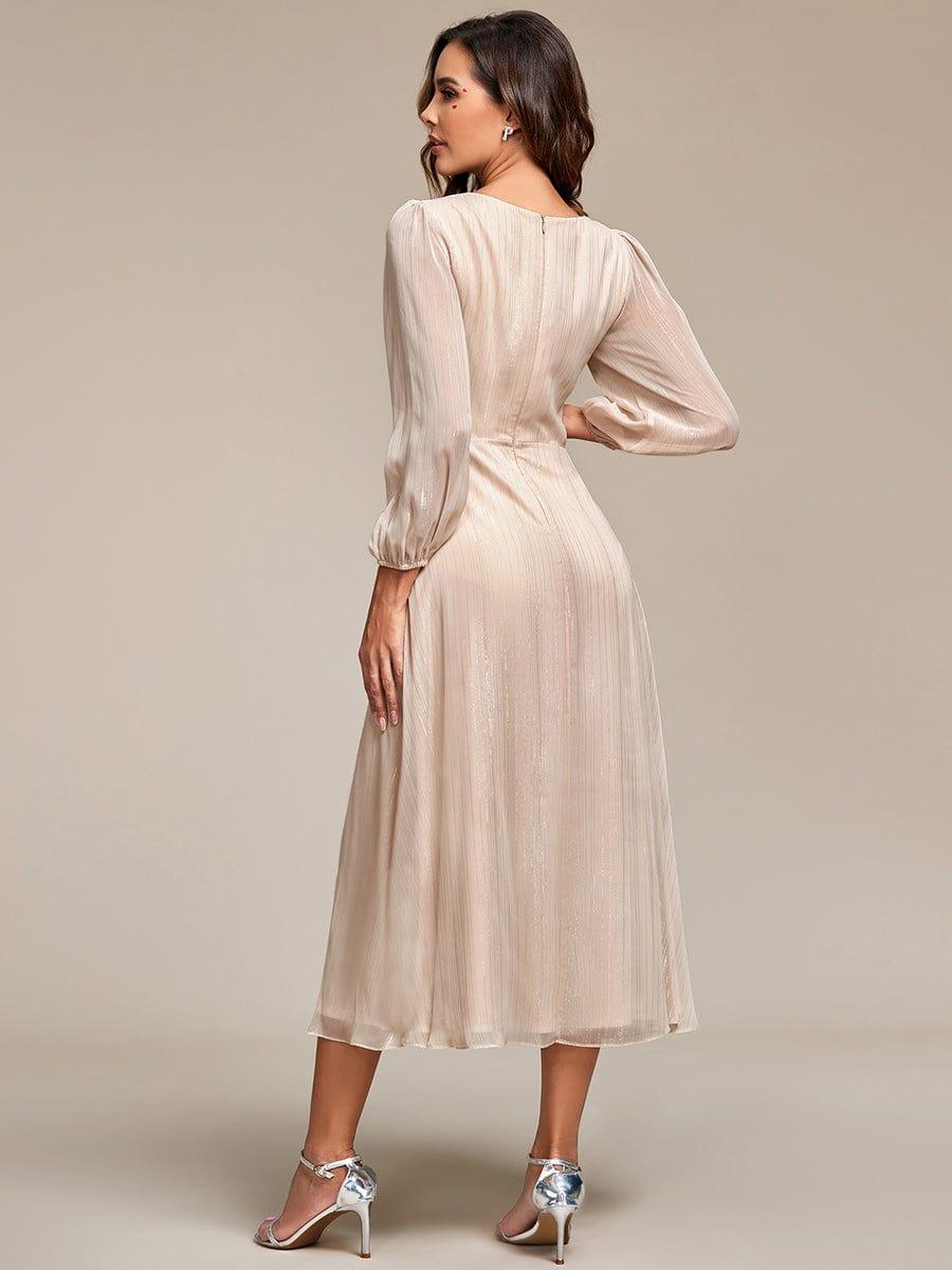 ever EMBER|Glitter Twist Knot See-Through Long Sleeve Wedding Guest Dress