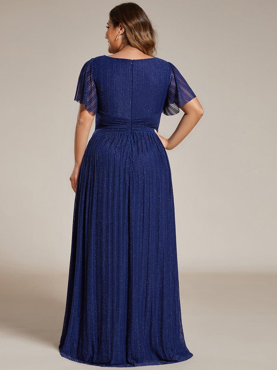 ever DAPHNE|V-Neck Glittery Short Sleeves Formal Evening Dress with Empire Waist