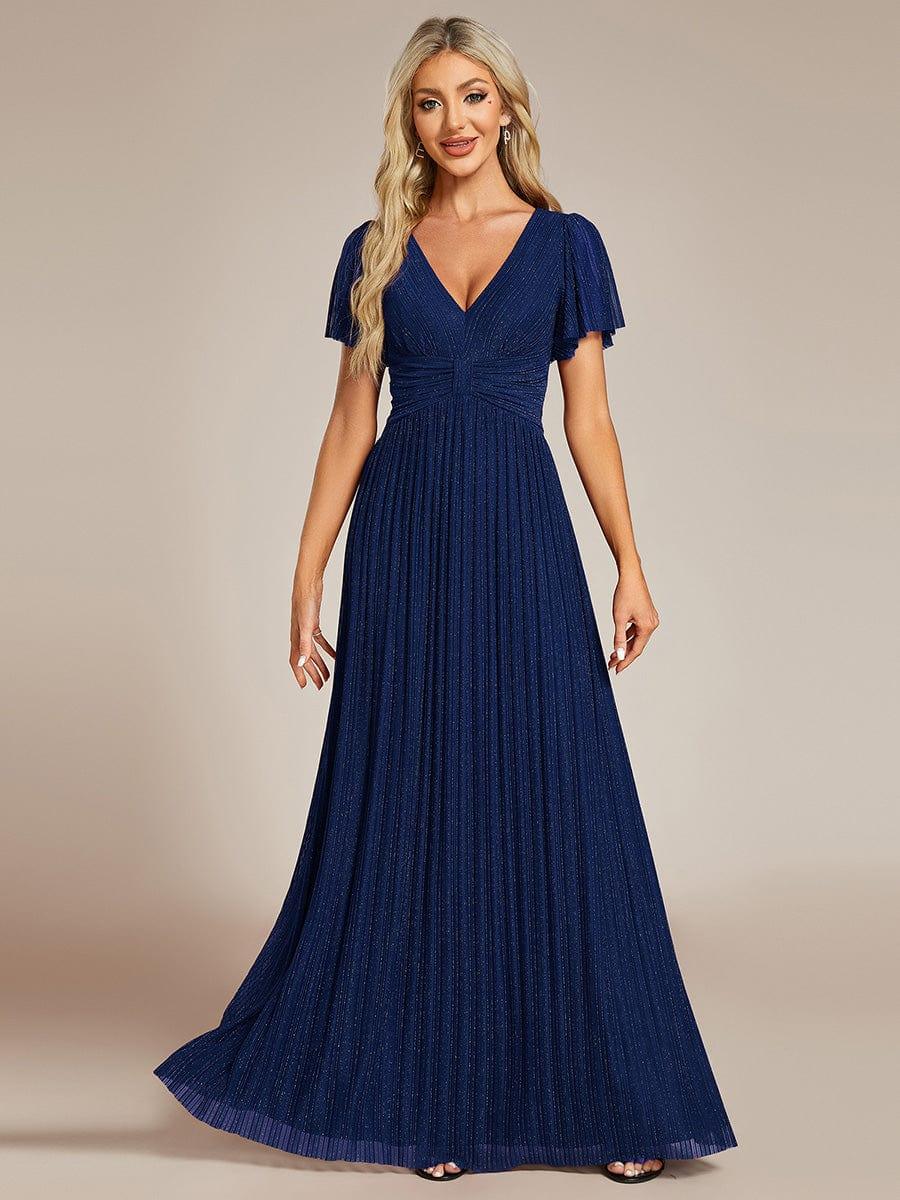 ever DAPHNE|V-Neck Glittery Short Sleeves Formal Evening Dress with Empire Waist