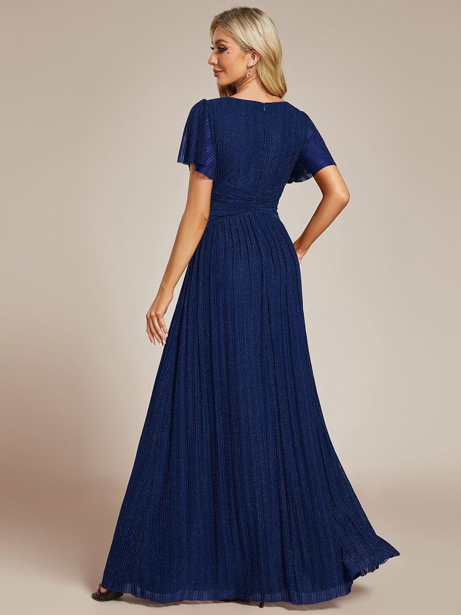 ever DAPHNE|V-Neck Glittery Short Sleeves Formal Evening Dress with Empire Waist