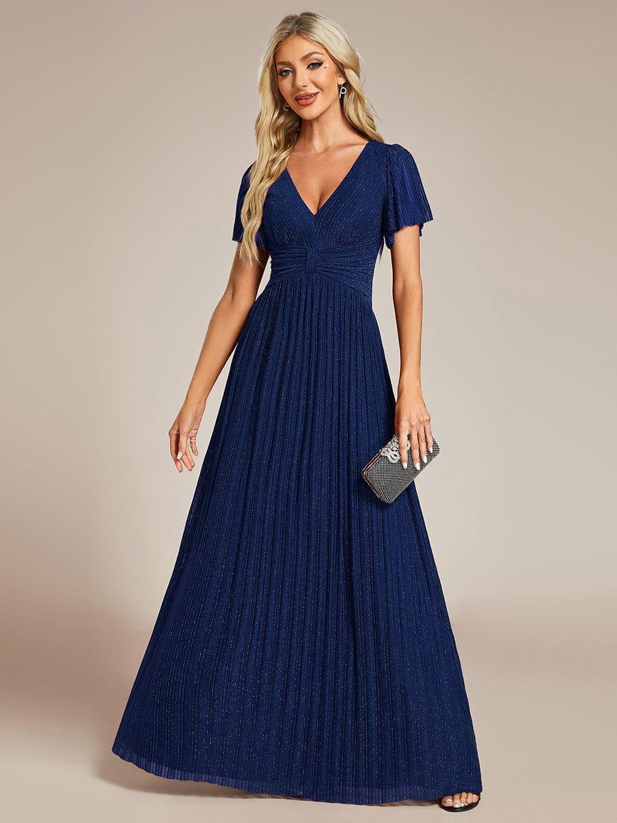 ever DAPHNE|V-Neck Glittery Short Sleeves Formal Evening Dress with Empire Waist