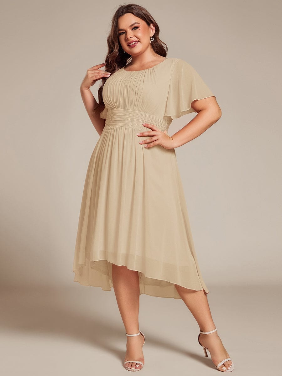 ever EDEN|Flowy Chiffon Round Neckline A-Line Knee Length Bridesmaid Dress