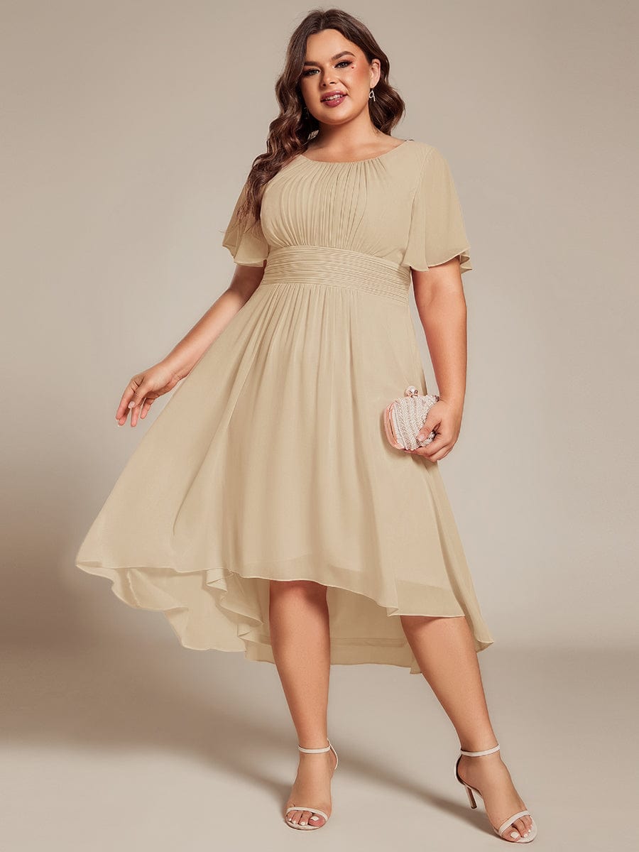 ever EDEN|Flowy Chiffon Round Neckline A-Line Knee Length Bridesmaid Dress