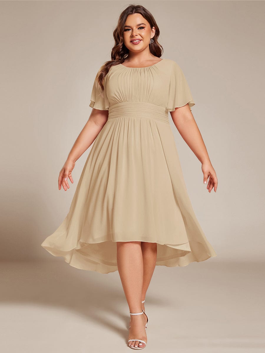 ever EDEN|Flowy Chiffon Round Neckline A-Line Knee Length Bridesmaid Dress