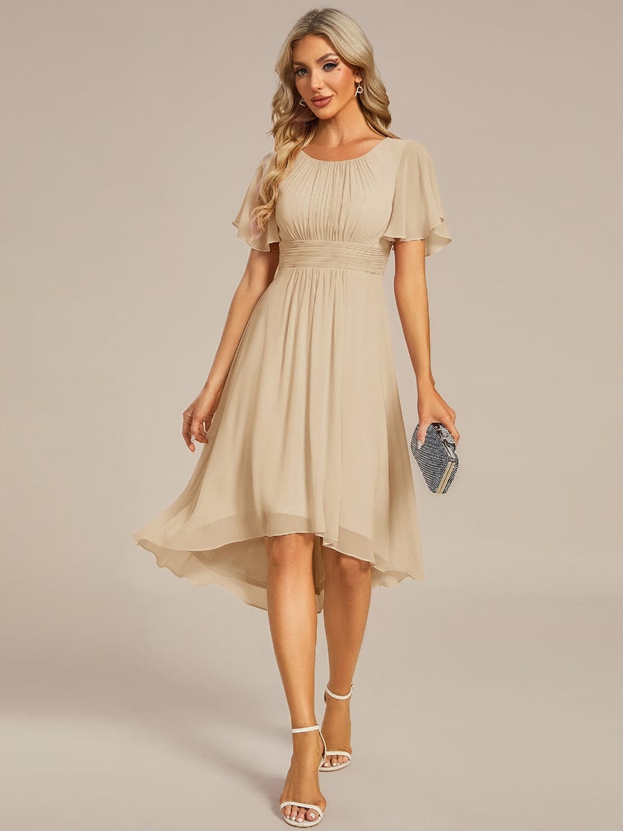 ever EDEN|Flowy Chiffon Round Neckline A-Line Knee Length Bridesmaid Dress