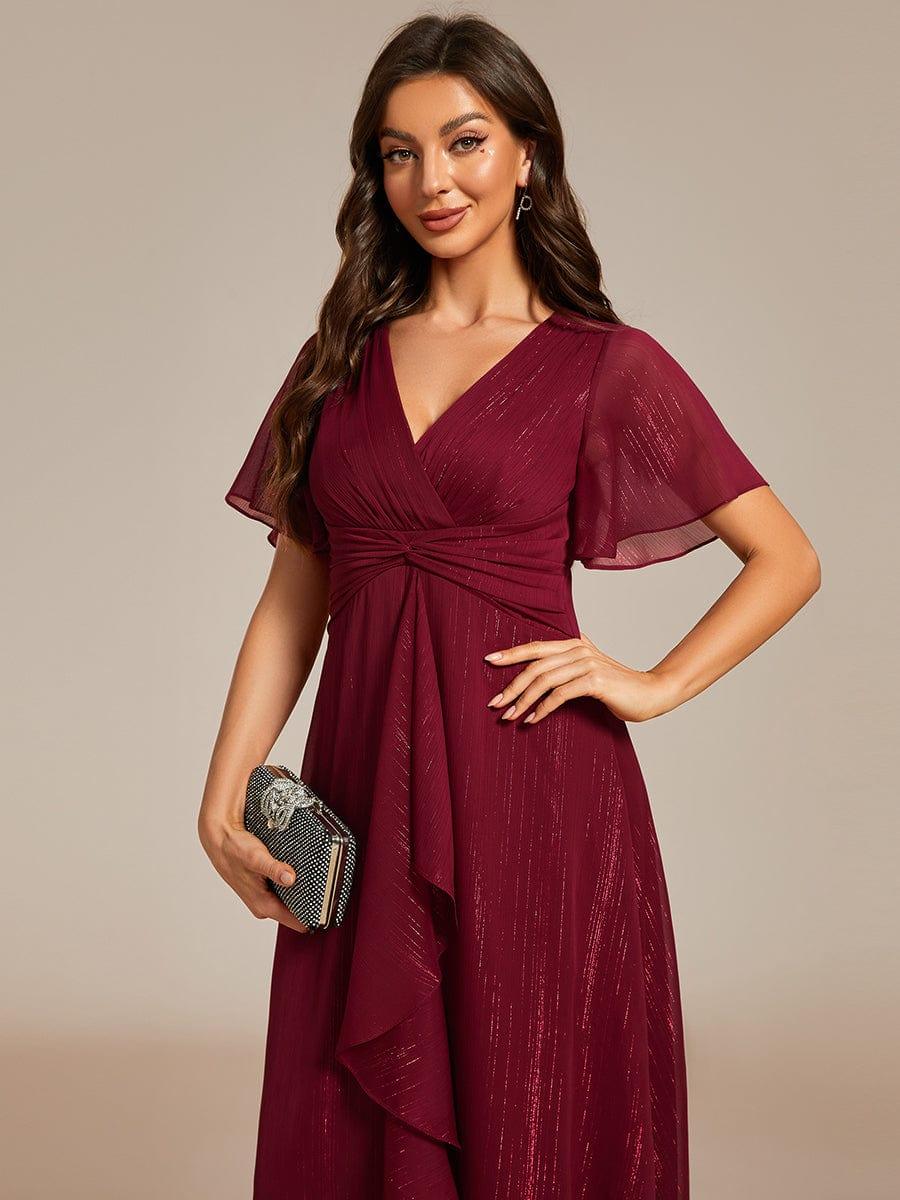 ever EMBER|Glitter Twist Knot See-Through Long Sleeve Wedding Guest Dress