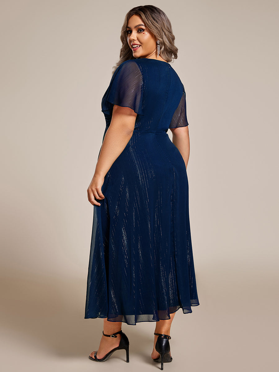 ever EMBER|Glitter Twist Knot See-Through Long Sleeve Wedding Guest Dress