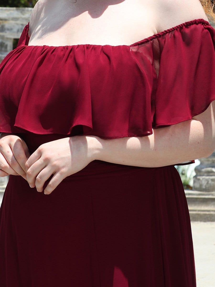 ever ÉMILE|Off the Shoulder Ruffle Bodice Long Flowy Chiffon Bridesmaid Dress