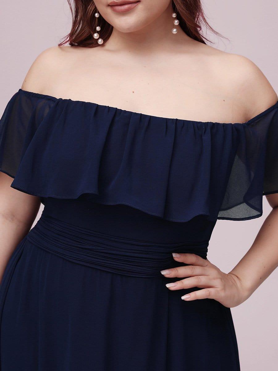 ever ÉMILE|Off the Shoulder Ruffle Bodice Long Flowy Chiffon Bridesmaid Dress