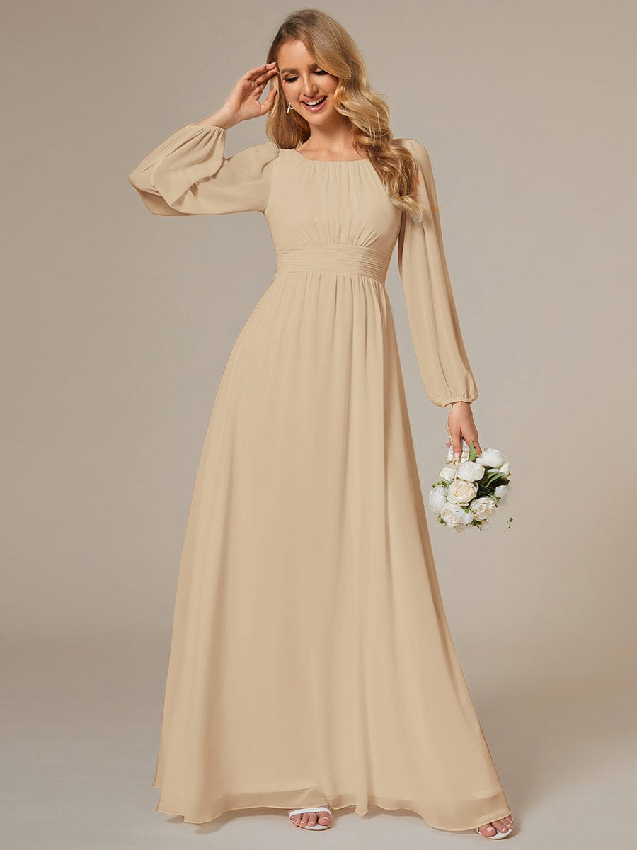 ever CELESTE|Long Sleeve Chiffon A-Line Empire Waist Formal Dress