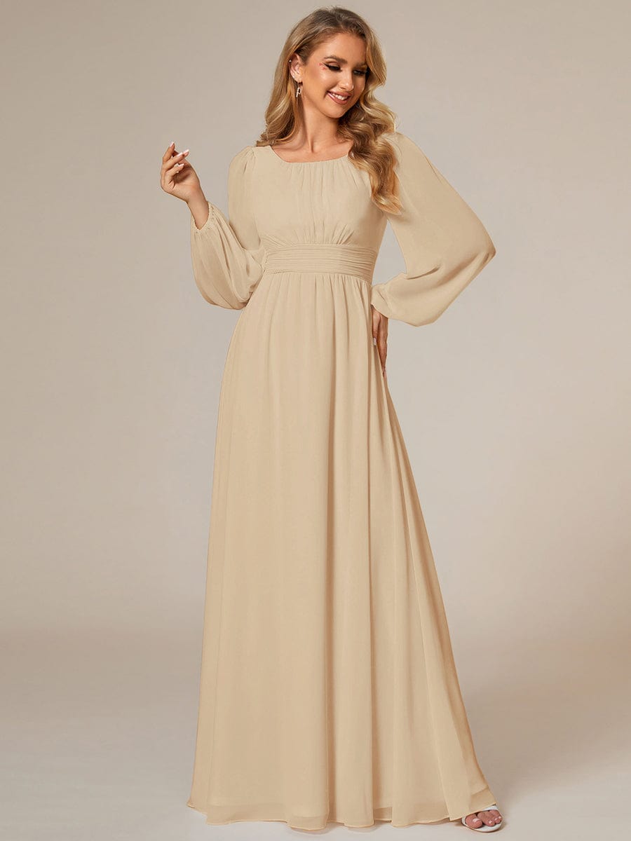 ever CELESTE|Long Sleeve Chiffon A-Line Empire Waist Formal Dress