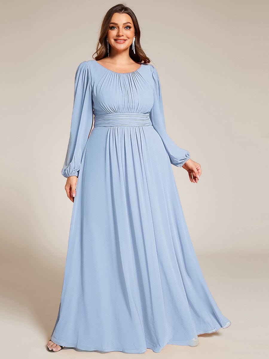 ever CELESTE|Long Sleeve Chiffon A-Line Empire Waist Formal Dress