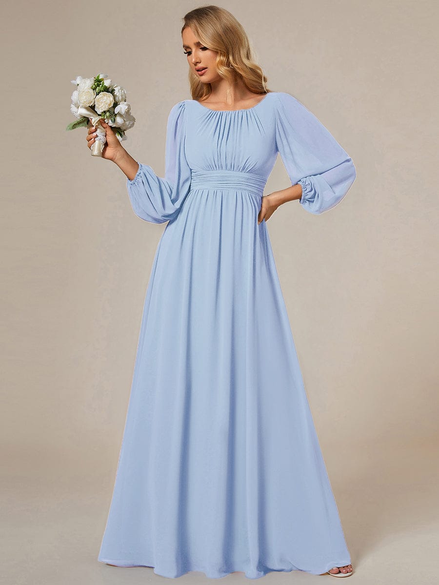 ever CELESTE|Long Sleeve Chiffon A-Line Empire Waist Formal Dress