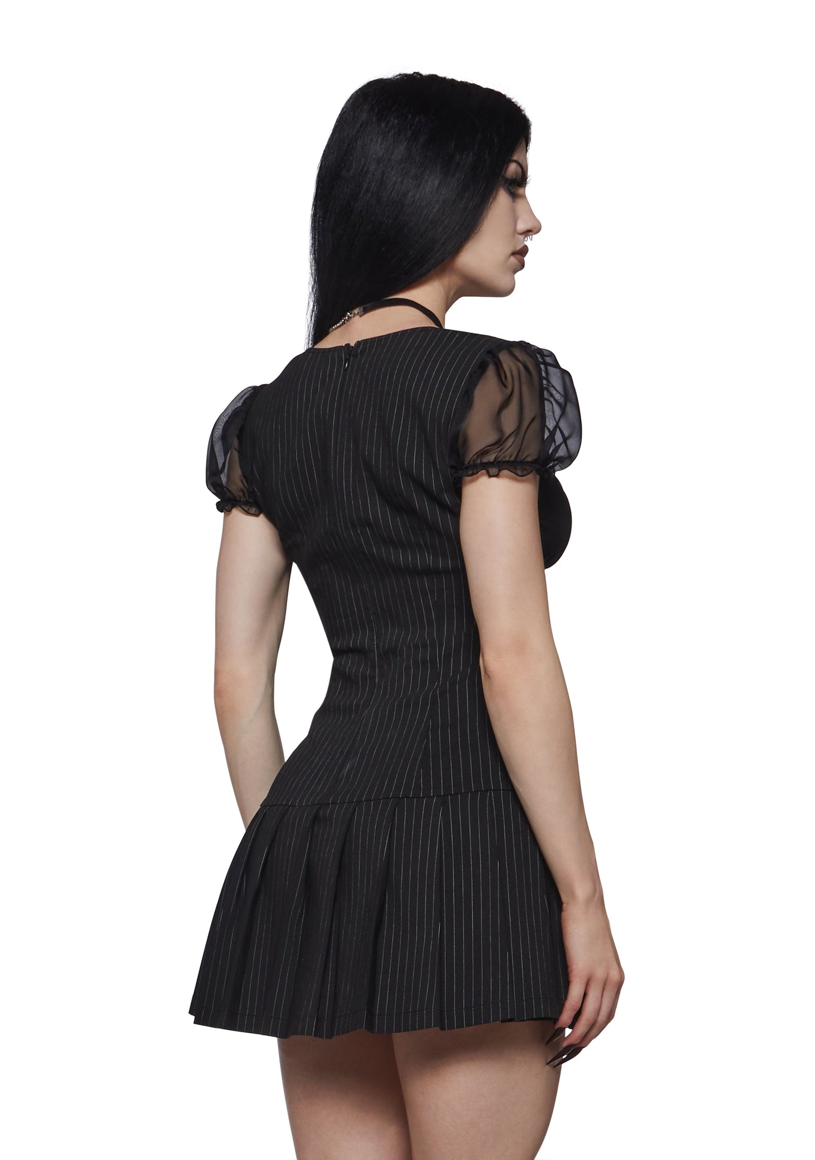 Sabrina Pinstripe Short Sleeve Mini Dress