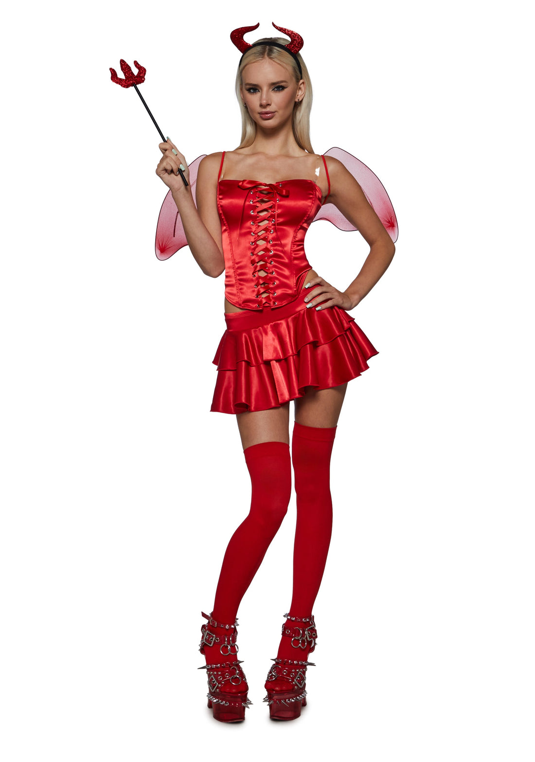 Red Devil Corset Costume with Wings