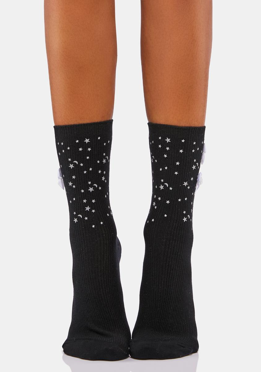 Night Head In The Stars Crew Socks