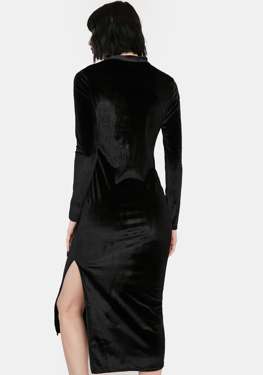 Cut Out Velvet Midi Dress