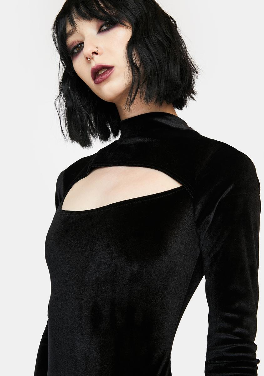 Cut Out Velvet Midi Dress