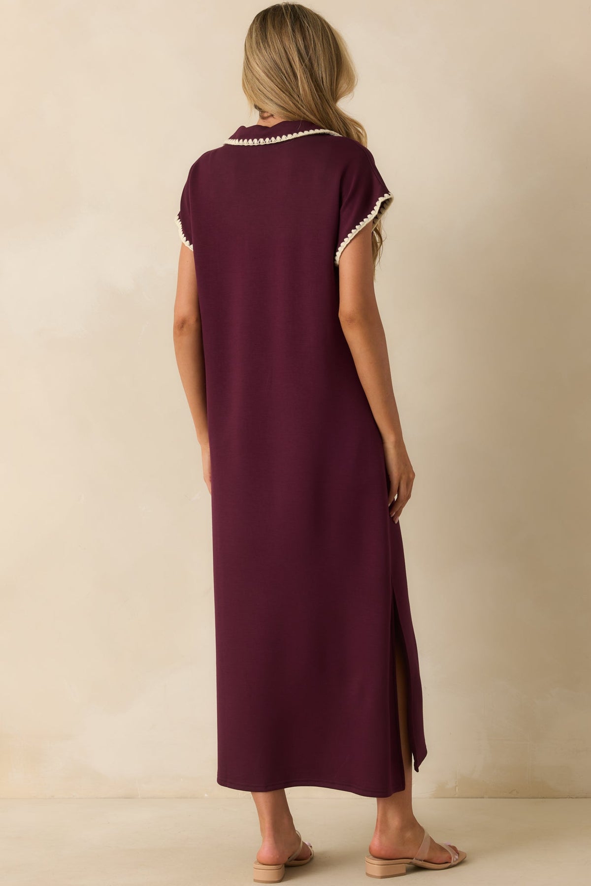 All To Yourself Plum Purple Contrast Trim Polo Maxi Dress
