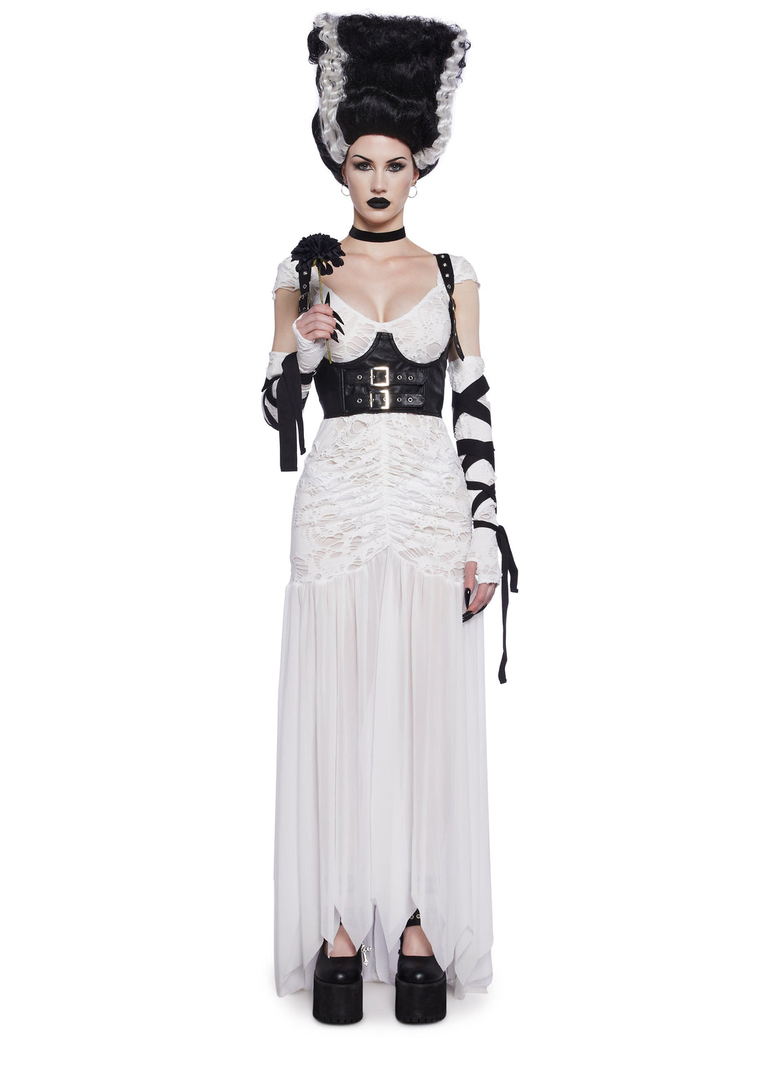 Reanimated Bride Premium Costume And Wig Set