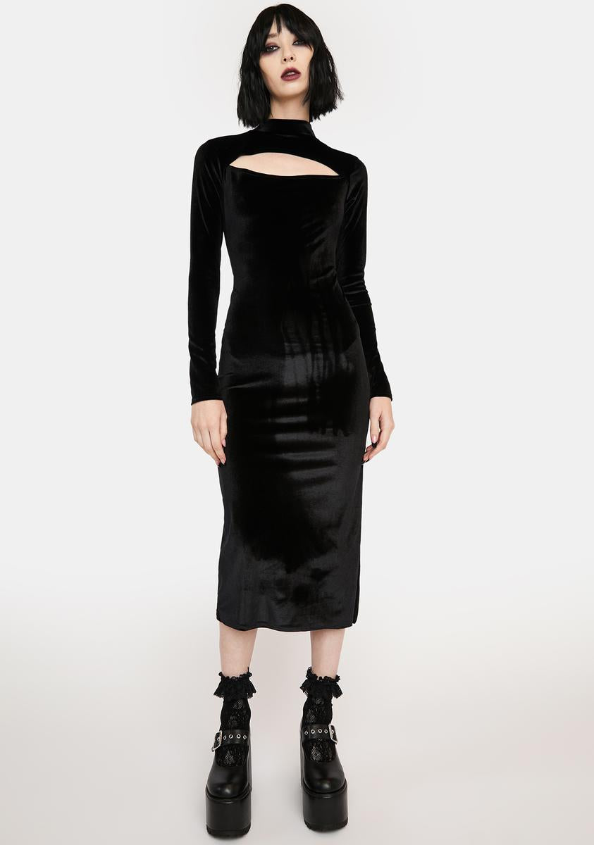 Cut Out Velvet Midi Dress