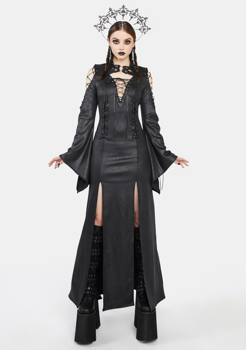 Gothic Black Widow Maxi Dress