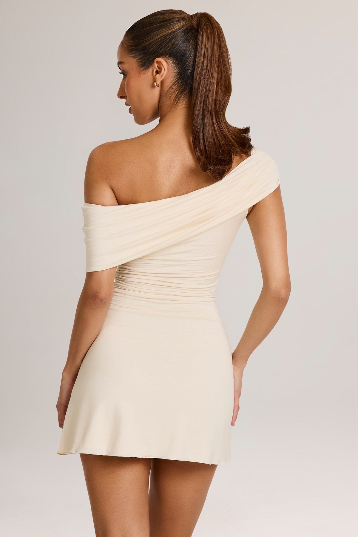 Modal Asymmetric A-Line Mini Dress in Ivory