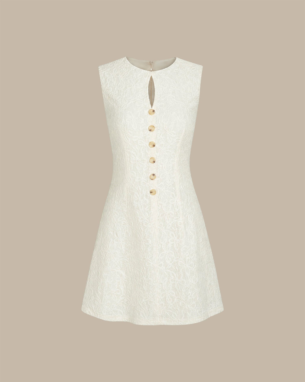 Apricot Sleeveless Jacquard Mini Dress