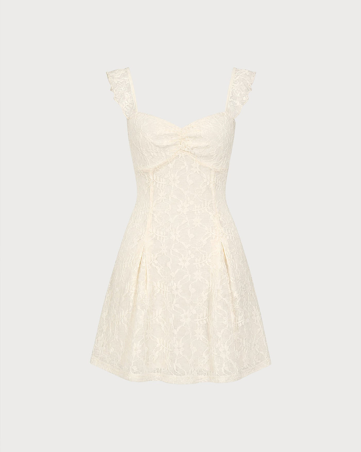 Apricot Sweetheart Neck Floral Lace Mini Dress