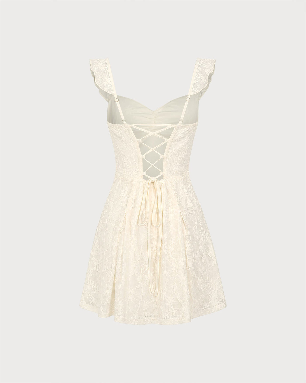 Apricot Sweetheart Neck Floral Lace Mini Dress