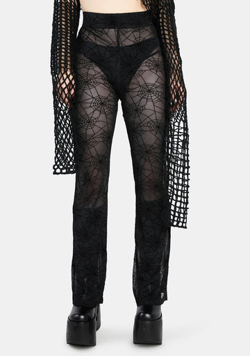 Spider Web Mesh Flare Pants