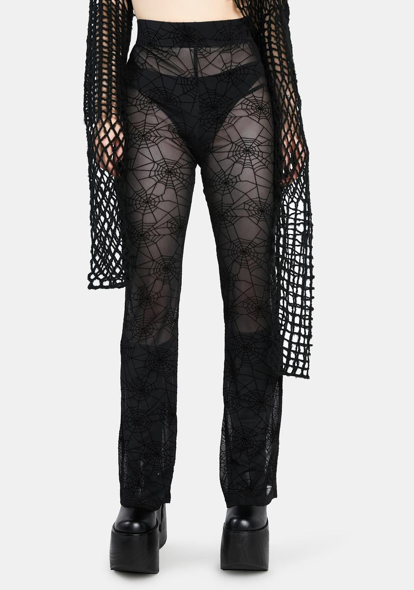 Spider Web Mesh Flare Pants